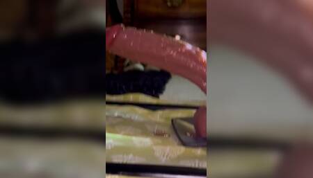 Pouncing on a 12inch Dildo