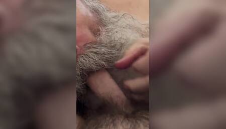 Feeding Big Moustache Daddy a Creamy Load