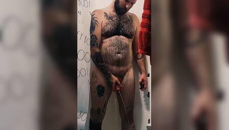 Sexy shower hot tattooed guy