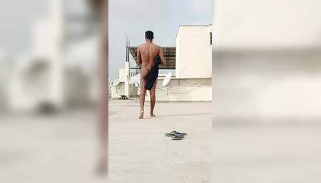 Terrace Naked Masturbation and Cum