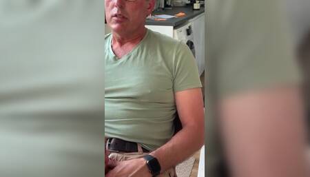 Jerking off by the Kitchen. Intense Orgasm