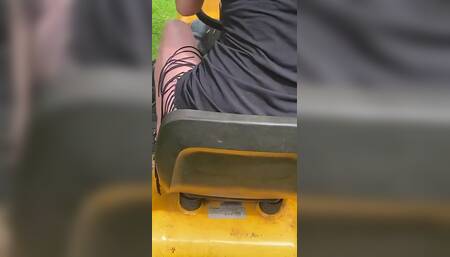 Squirting on a Lawnmower, You Must See This Horny MILF