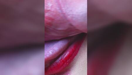 Close-up: Red Lips, Veiny Dick and Much Cum - Goddess Amy