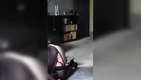 Offering its udders for whipping with electric cord