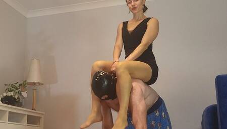Ride and Sniff You Idiot! Submissive Training, Foot Fetish, Pantyhose Domination