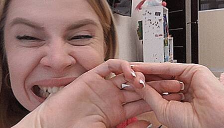Biting hands and fingers with big teeth! MP4