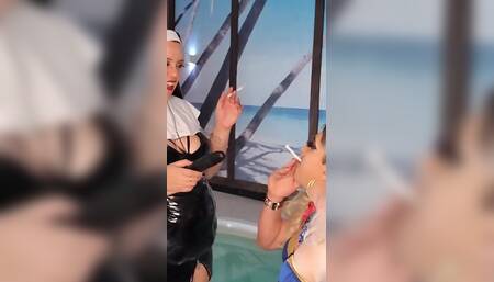 Superwoman and Nun Smoking Vs120s