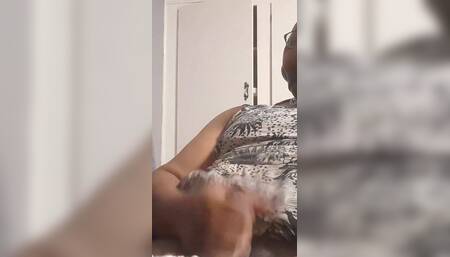 Black Tgirl Watching Porn and Masturbating Part 1