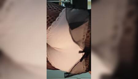 V63-sexy Lingerie Shemale - Skirt Down, Cock Out