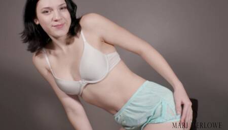 Soft Blue Granny Panties Tease - Mari Merlowe WMV