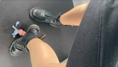 A Bootjob Dream in Doc Martens - Tramplegirl is giving a Shoejob in sheer Nylons and black Doc Martens Boots - CBT and Handjob scenes included - Boot fetish - Boot domination - Huge cumshot - slaveedit