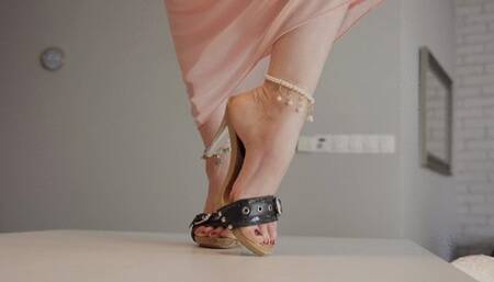 Amazing Lisa From Ukraine - Black Buckle Mules - Full