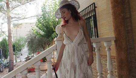 While Ariel Ortiz Sweeps the Entrance to Her House, Her Neighbor Records Her All Horny