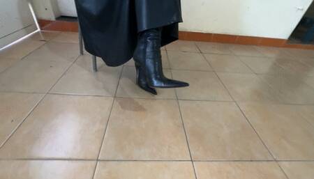 YFYE Bullwhipped by Goddess Kalinda in leather skirt and Berlin Boots