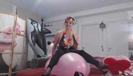 Exploding pink, gold and green balloons