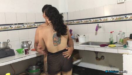 He Scolds His Stepsister While She's in the Kitchen and Ends up Fucking Her