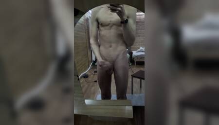 Jerking off a Big Fat Cock in Front of the Mirror
