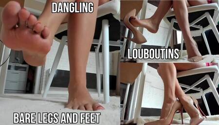 Bare legs and feet, legs in louboutins, dangling