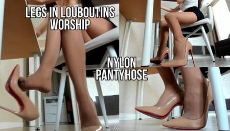 Legs worship in nylon pantyhose and louboutins - live stream