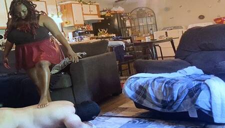 Goddess MXDominion has Fun Walking over Loser Slave 4k