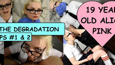 TEENAGER Alice Pink Degradation CLIPS #1-2 by Creepy, dirty, old man USES Hand over MOUTH Smother