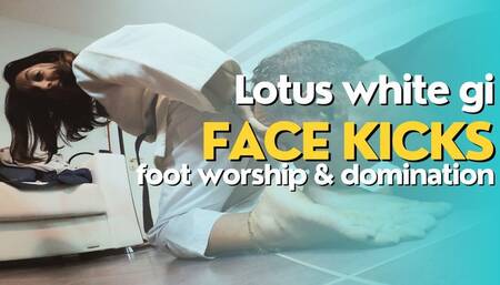 Lotus white gi face kicks foot worship and domination
