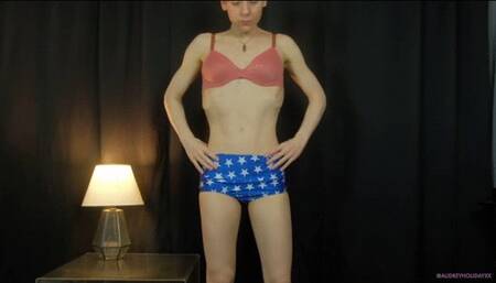 Audrey stretches and flexes her tight sexy abs showing off her flat toned tummy and ribs wmv