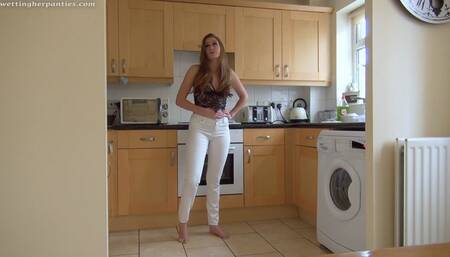 Honour May wets her white Jeans