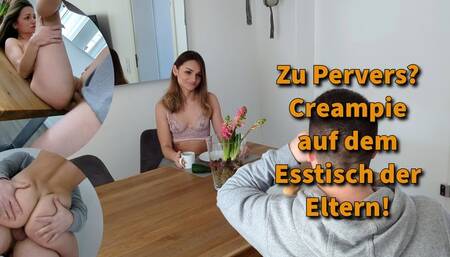 Teenie Creampie FICK mit dem Stiefbruder auf dem Esstisch der Eltern!