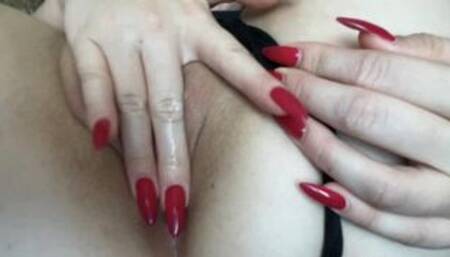 I stretch my shaved pussy for you