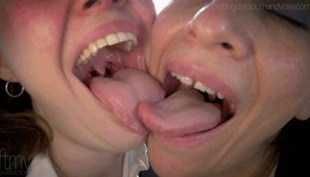 Business Women After Work Sloppy Tongue Kiss In Nylons