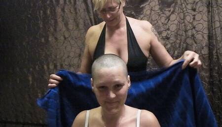 #59: Mature Violett shaves Pinky's head bald