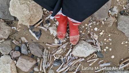 Red Hunter Boots on the Beach