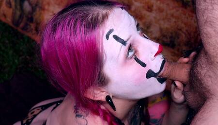 Messy Deep Throat Clown Blowjob