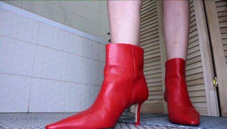 Retro ankle red boots can tapping sexy