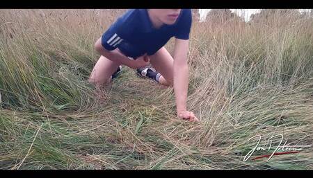 Vlog Outdoors, Jon Arteen Talks, Masturbates, Ejaculates Sperm in a Wheat Field
