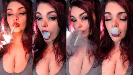 Close up smoking, french inhales and snaps