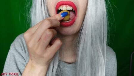 chewing and eating chestnuts -