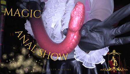 Snake magic: Look at it disappear inside his ass!