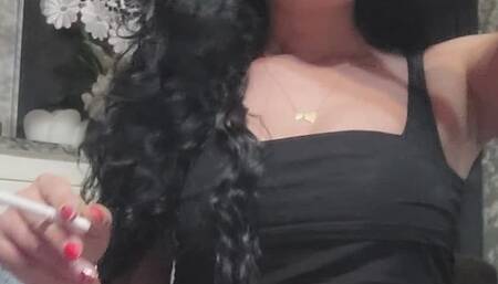 Anna Sparkle cough and belly show while smoke