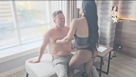 He goes crazy with my face sitting