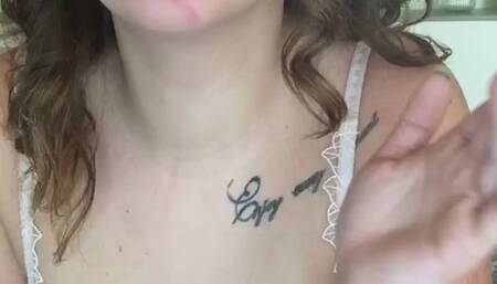 Sweet student plays with her breasts and smokes cigarettes