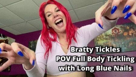 Bratty Tickles POV Full Body Tickling with Long Blue Nails - Tickle Instruction Virtual Tickling Instruction Long Fingernails