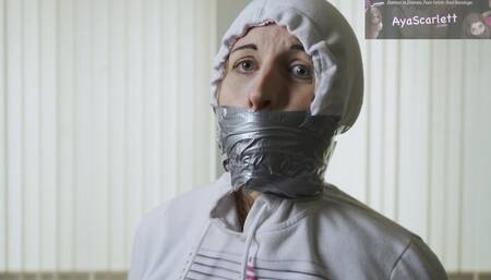 Aya Scarlett - Part 1 - Custom Video - Aya Self-Gagging with Duct Tape