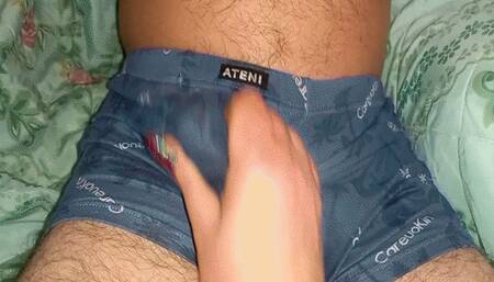 Crumpet jerks off through panties WMV