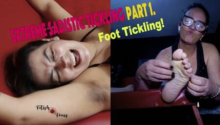 Extreme sadistic tickling in bondage part 1 - Ticklish milf foot in bondage with female domination