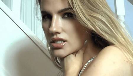 Sipping Her Drink and Touching Her Neck