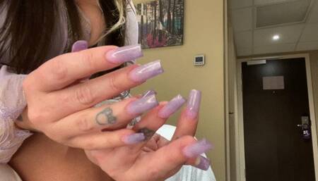 Mya Blue purple cat eye nails hand worship