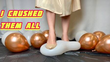CRUSHED ALL THE BALLOONS WITH A GOLDEN HIGH-HEELED SLEEVE 4K