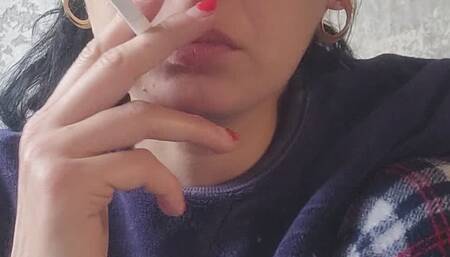 Anna Sparkle show us the smokers cough while chainsmoke